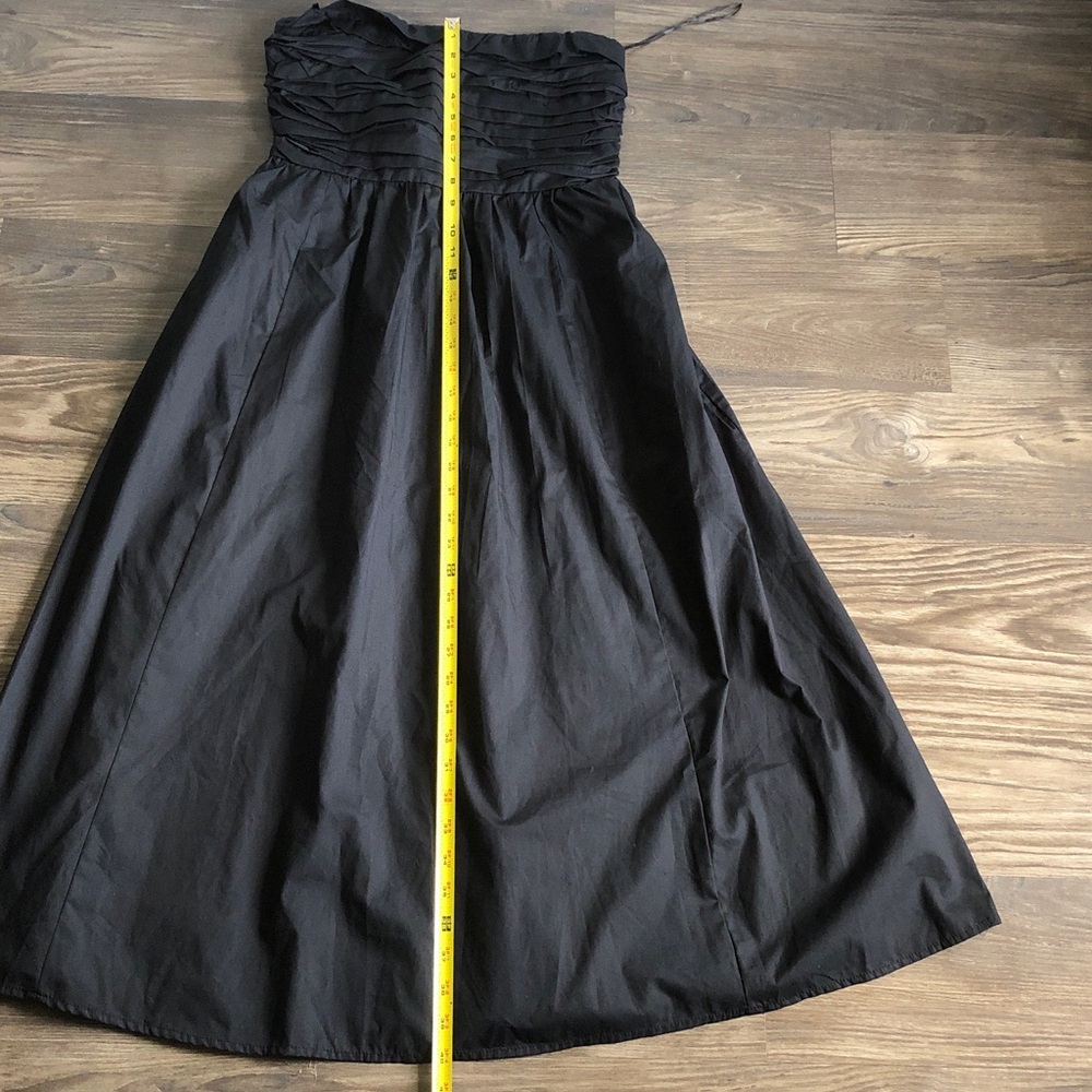 NWT Abercrombie and Fitch Strapless Midi Dress Black Poplin Pleated Ruched - Picture 15 of 15